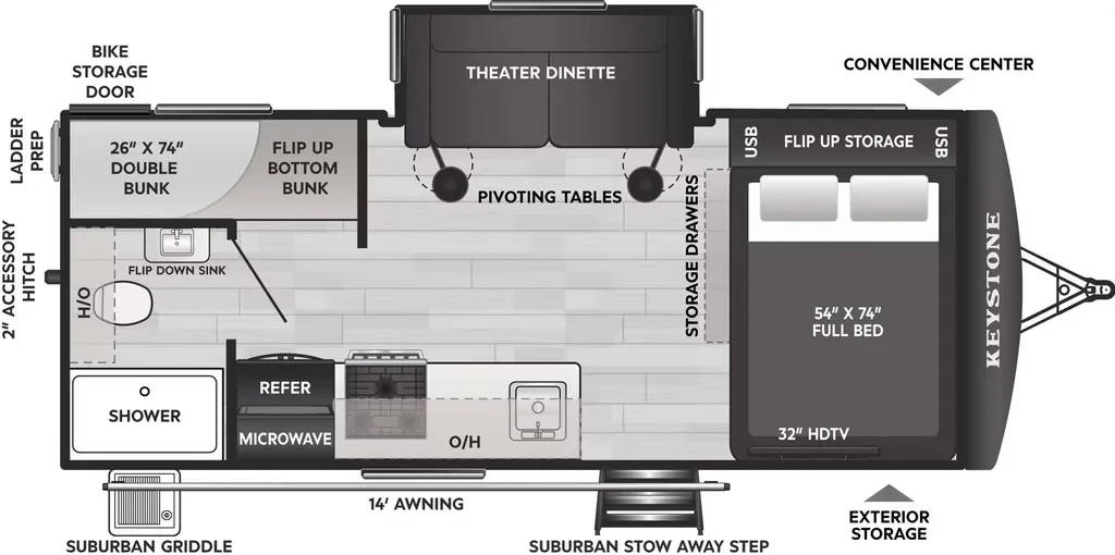 2026 Keystone Outback OBX 18BHS floor plan