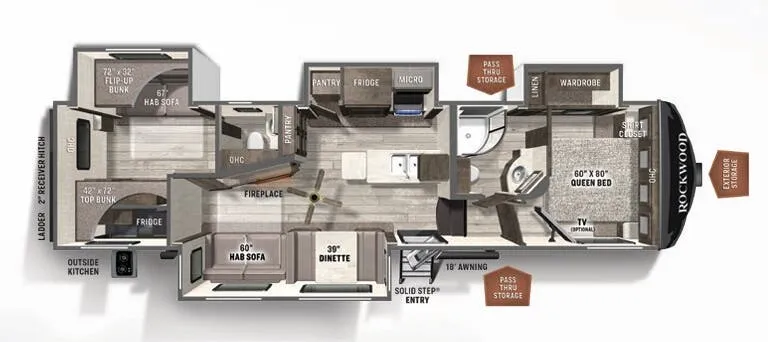 Forest River Rockwood Ultra Lite 2892RB floor plan