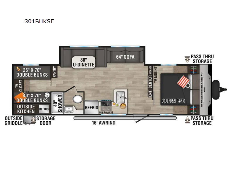 2025 K-Z Sportsmen SE 301BHKSE - Floor plan