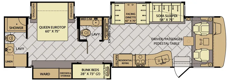 Fleetwood Bounder 36H floor plan
