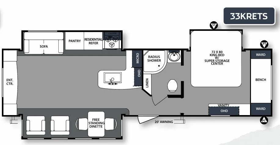 Forest River Surveyor Luxury 33KRETS floor plan