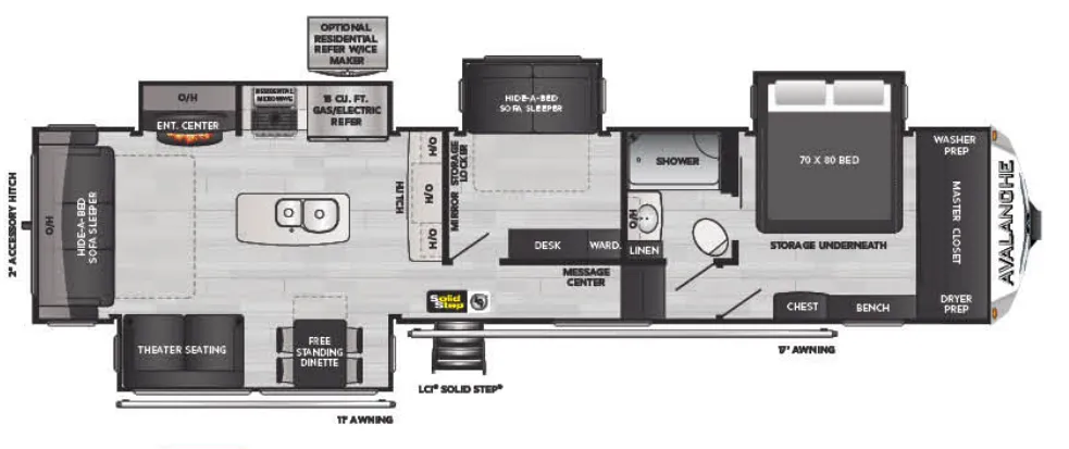 Keystone Avalanche 372MB floor plan