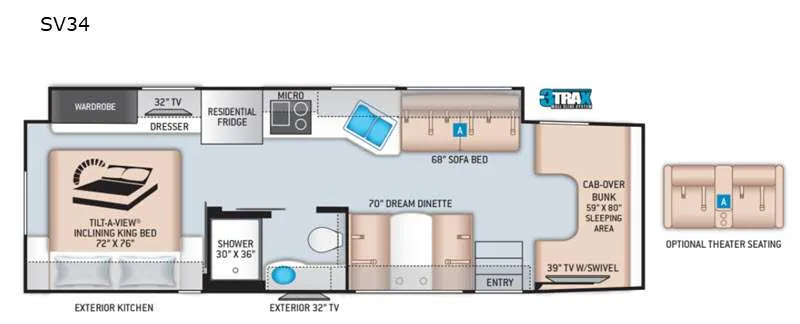 2021 Thor Motor Coach Omni SV34 floor plan