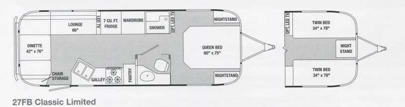 Airstream Classic 27FB floor plan
