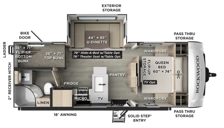 2027 Forest River Rockwood Mini Lite 2520BH - Floor plan