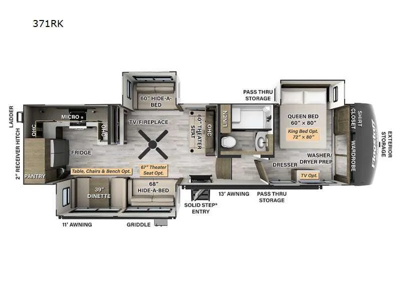 2024 Forest River Flagstaff Classic 371RK - Floor plan