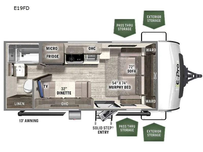 2023 Forest River Flagstaff E-Pro E19FD - Floor plan