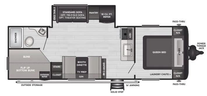 Keystone Hideout 25BHS floor plan