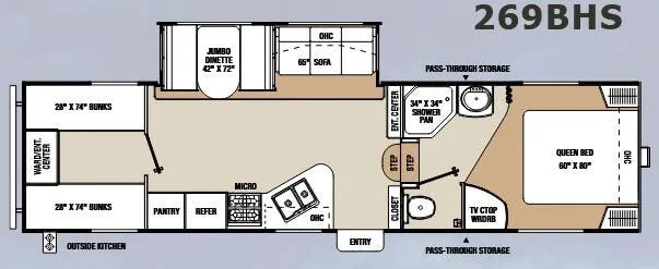 Coachmen Chaparral Lite 269BHS floor plan