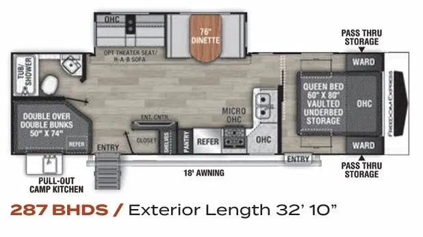 Coachmen Freedom Express Ultra Lite 287BHDS floor plan