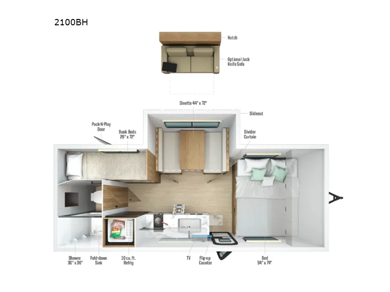 2026 Winnebago Micro Minnie 2100BH floor plan
