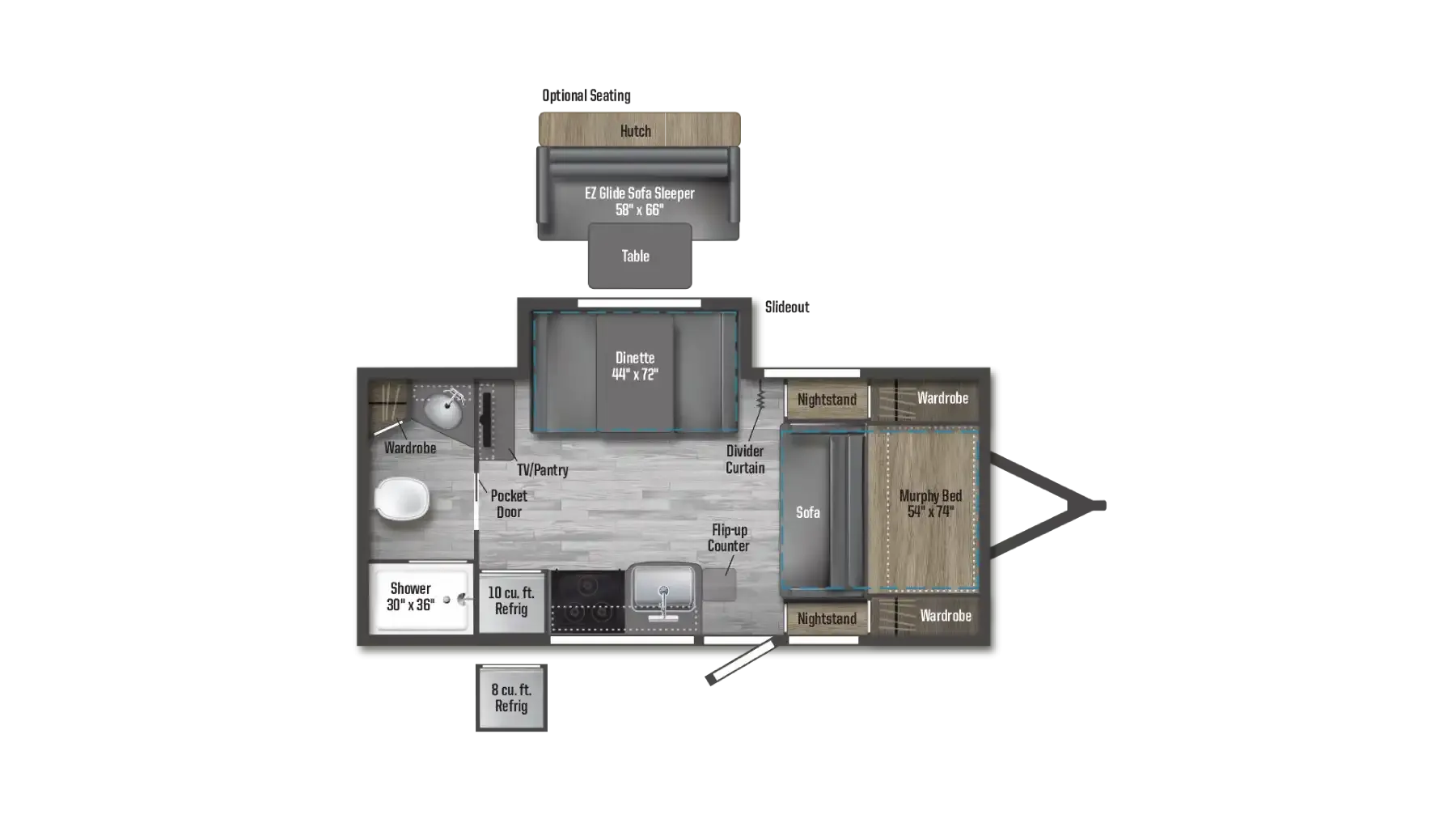 2026 Winnebago Micro Minnie 2108DS - Floor plan