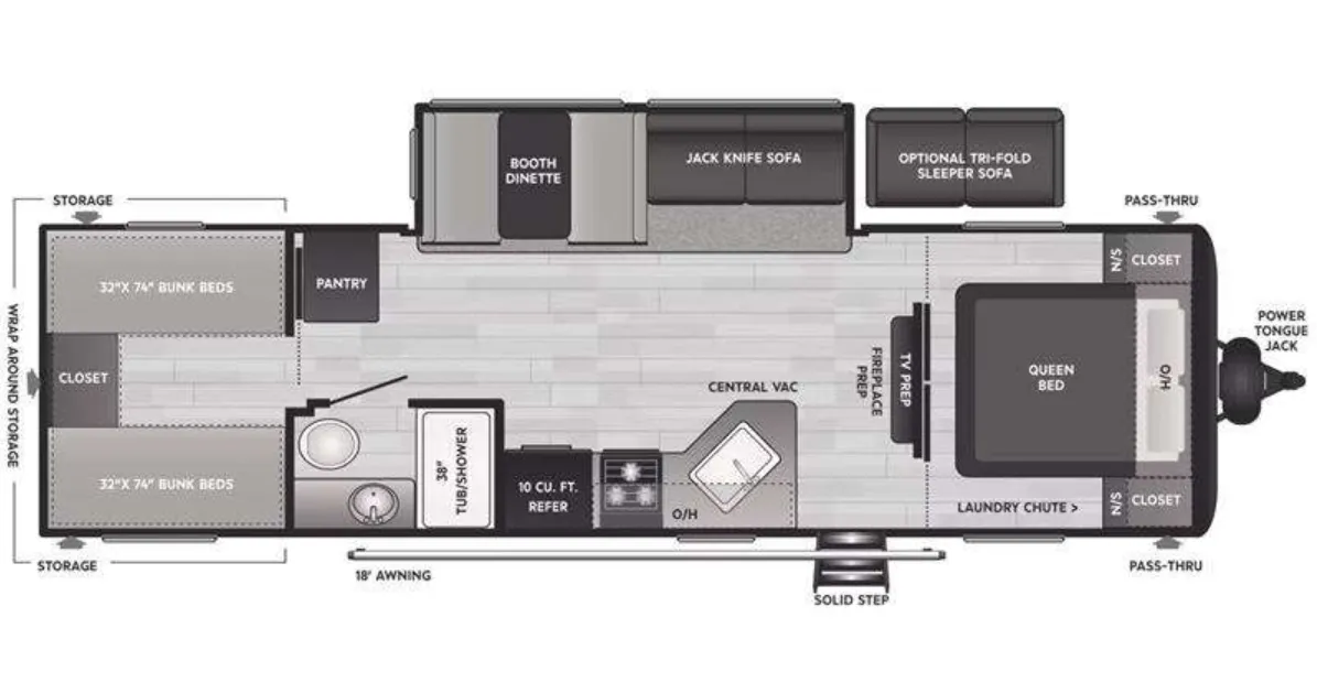 Keystone Hideout 29QBS floor plan