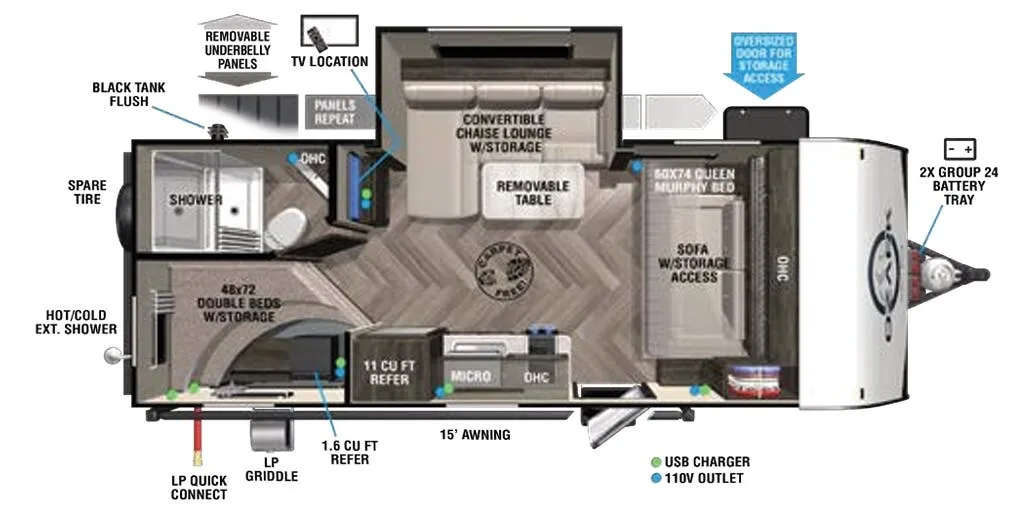 2022 Forest River Ozark 1680BSK - Floor plan