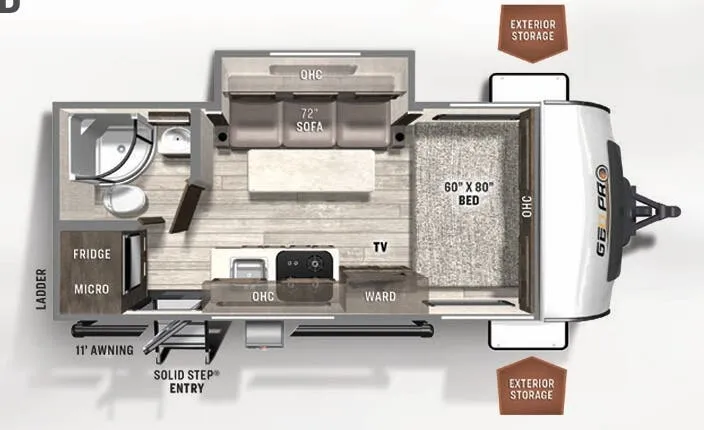 Forest River Rockwood Geo Pro 19FBS floor plan