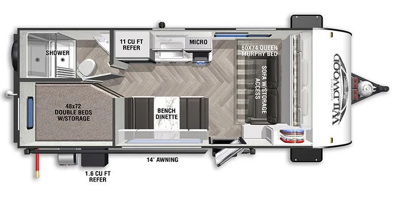 2022 Forest River Wildwood FSX 179DBK - Floor plan