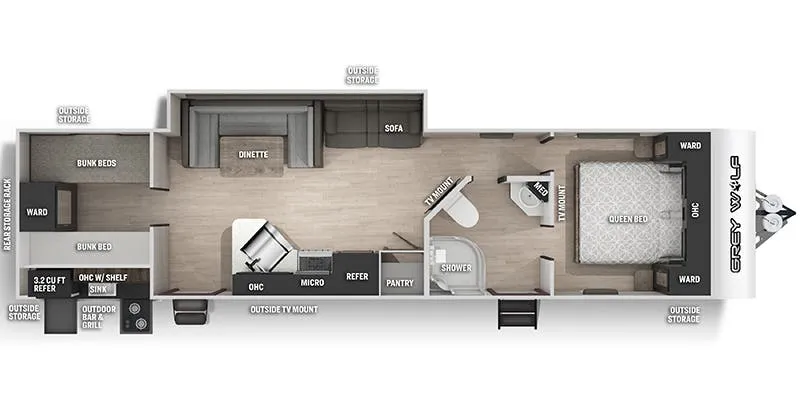 2022 Forest River Cherokee Grey Wolf 29TE - Floor plan
