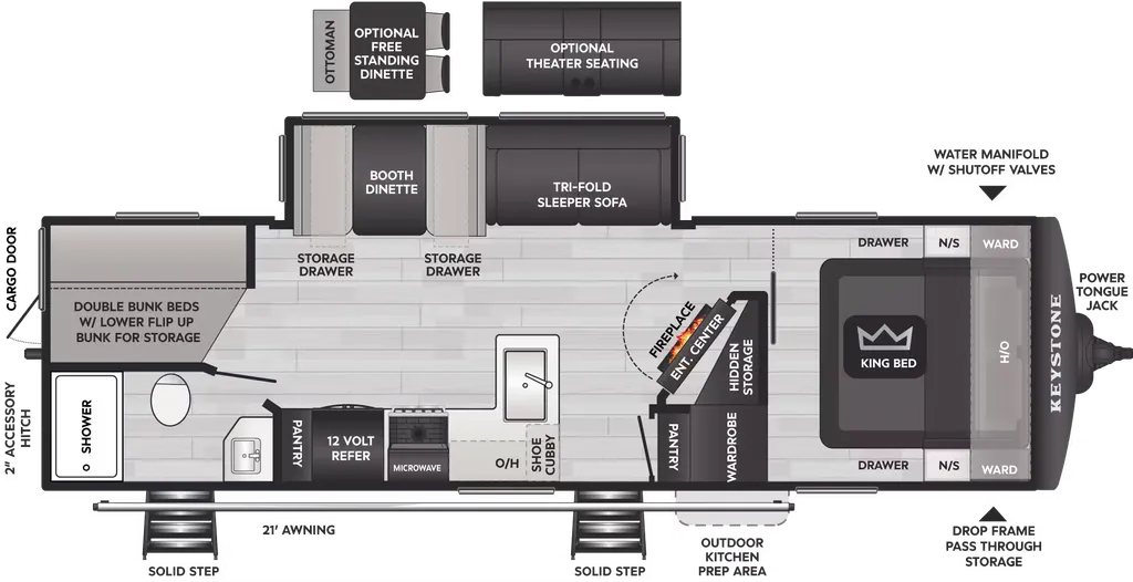 2027 Keystone Cougar Half Ton 28BHS floor plan