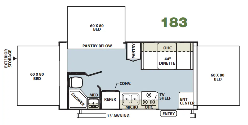 Forest River Rockwood Roo 183 floor plan