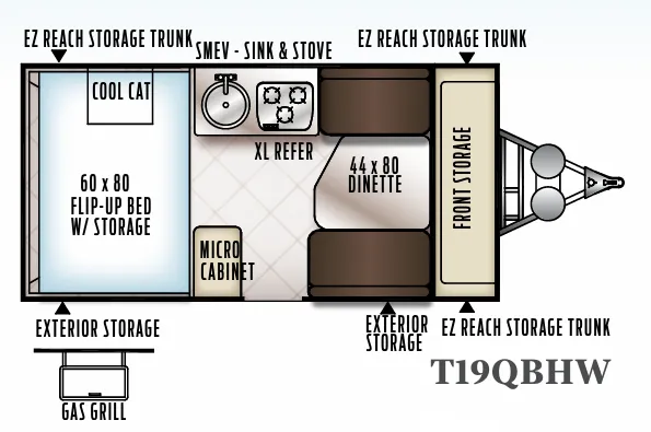 Forest River Flagstaff Hard Side T19QBHW floor plan
