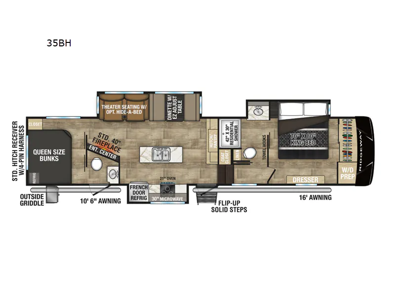 2025 K-Z Ridgeway 35BH - Floor plan