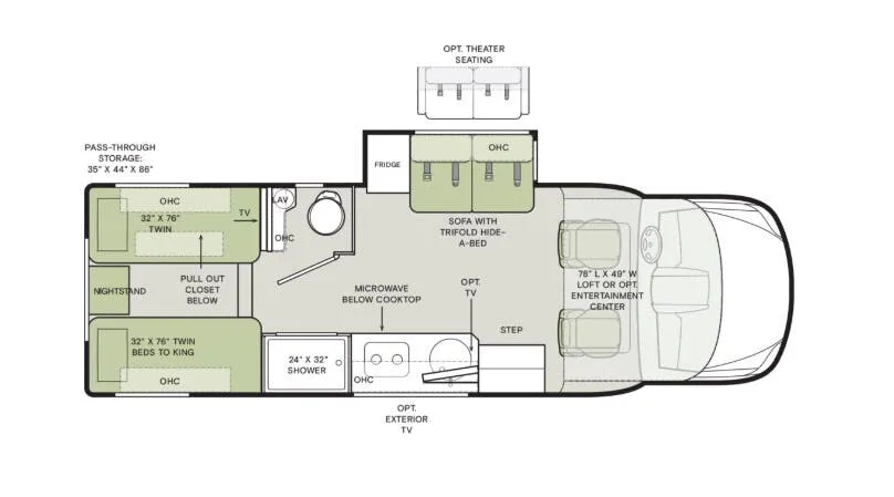2026 Tiffin Wayfarer 25 XLW - Floor plan