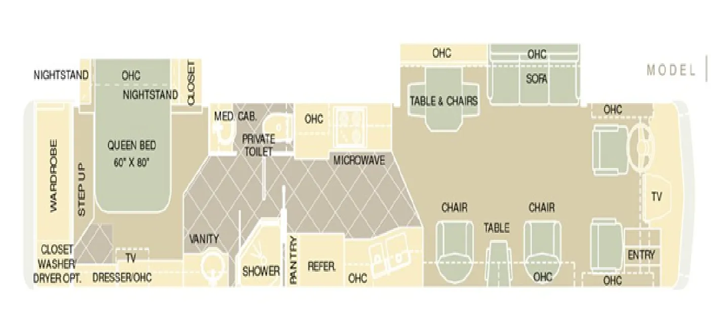 2003 Holiday Rambler Navigator 45PBDD - Floor plan