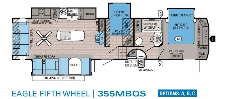 Jayco Eagle 355MBQS floor plan