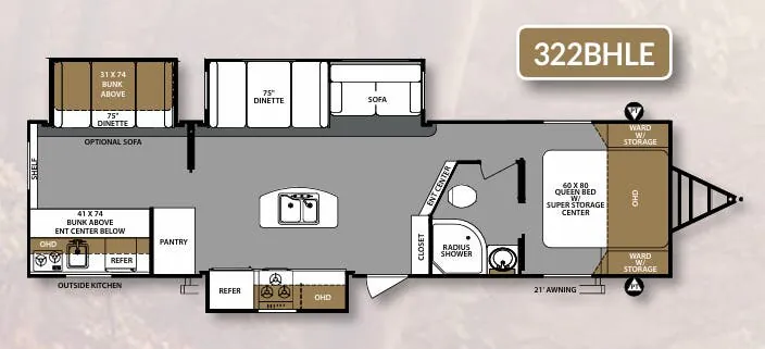 Forest River Surveyor 322BHLE floor plan
