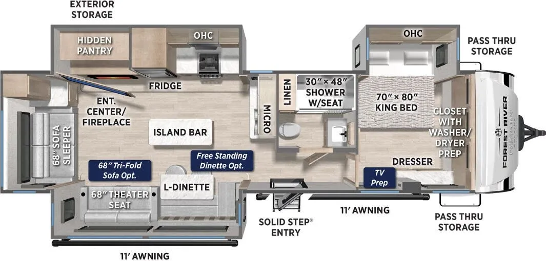 Forest River Solaire 3380RLBT floor plan