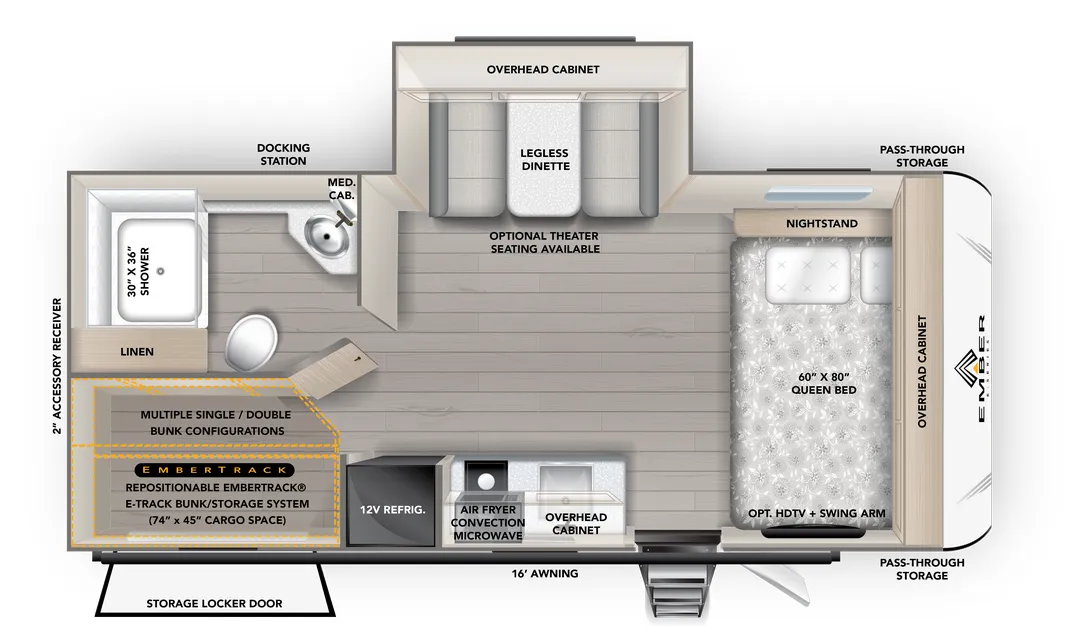 2026 Ember RV E-Series 19ETS - Floor plan