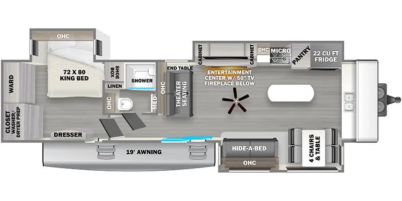 Forest River Sandpiper Destination 402FK floor plan