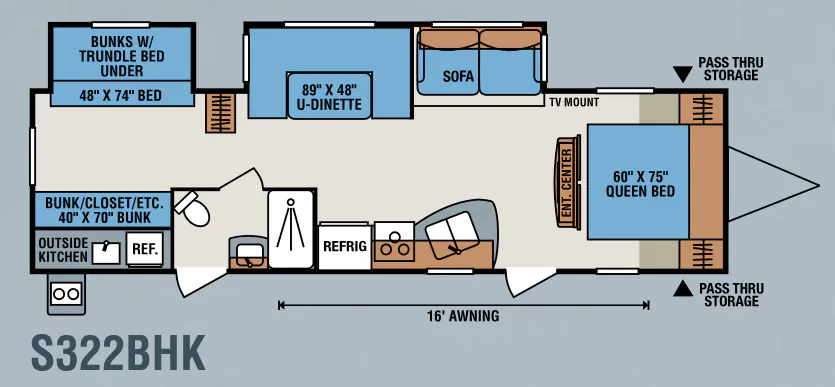 K-Z Sportsmen S322BHK floor plan