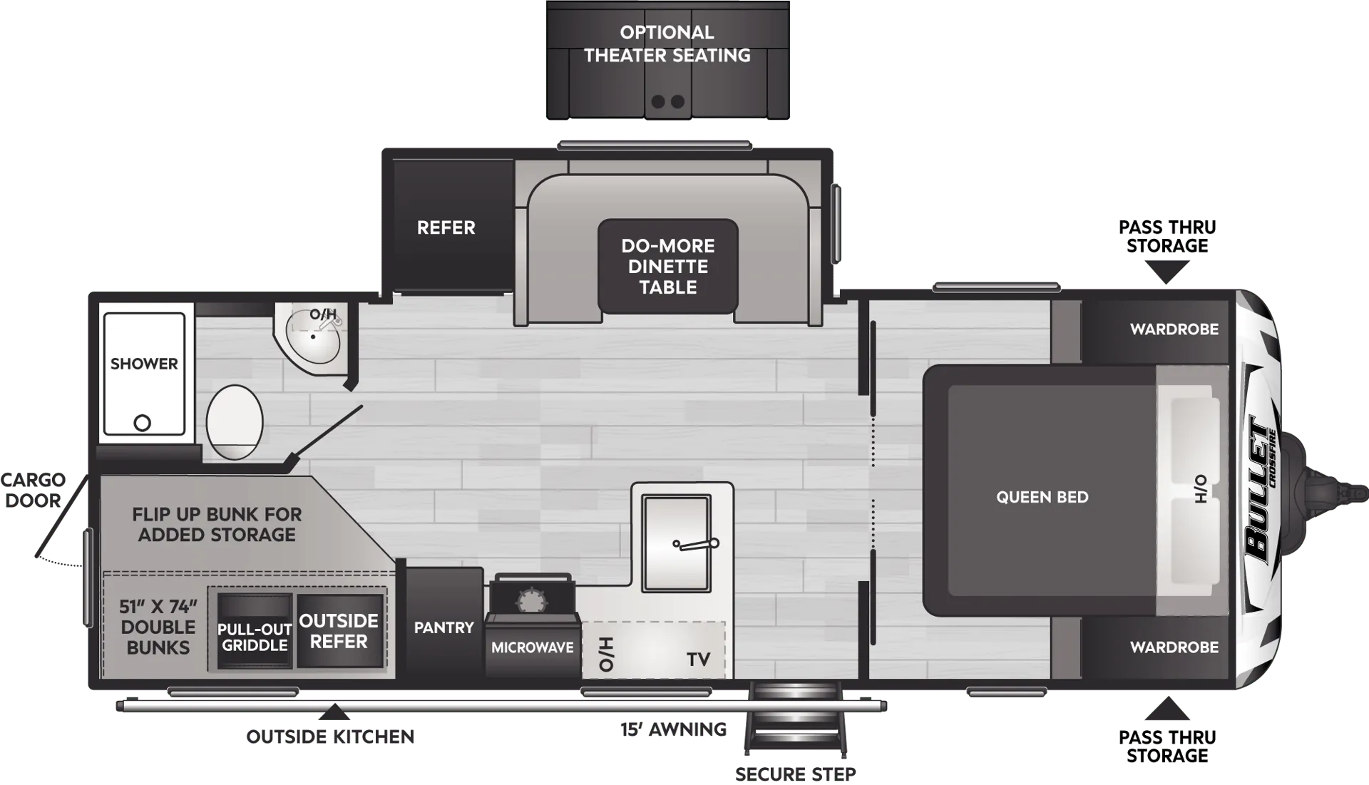 Keystone Bullet Crossfire 2290BHWE floor plan