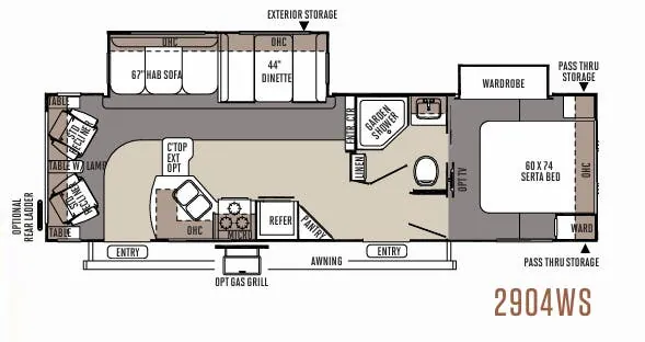 Forest River Rockwood Ultra Lite 2904WS floor plan