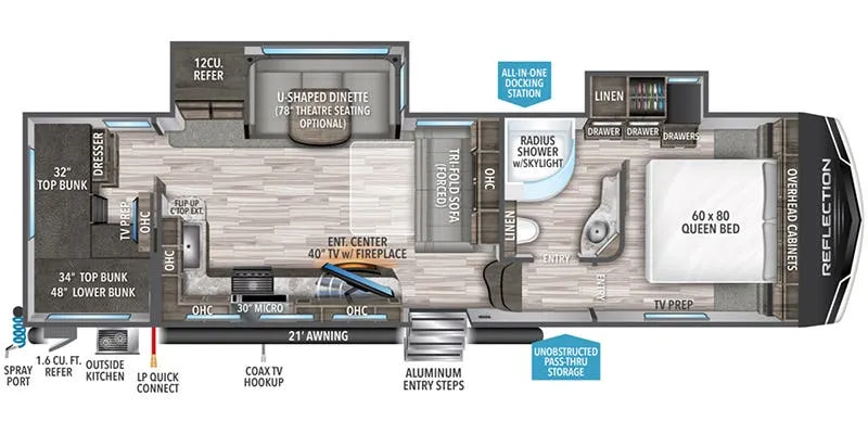 2022 Grand Design Reflection 28BH - Floor plan