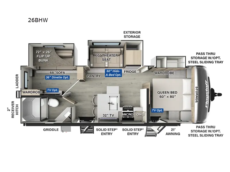 2025 Forest River Flagstaff Super Lite 26BHW - Floor plan