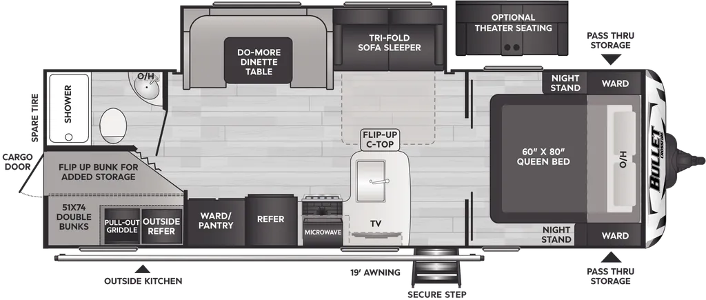 2024 Keystone Bullet Crossfire 2680BH floor plan