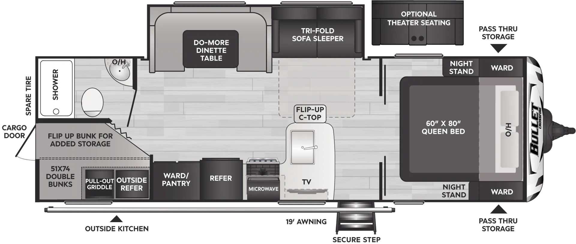 2024 Keystone Bullet Crossfire 2680BH - Floor plan