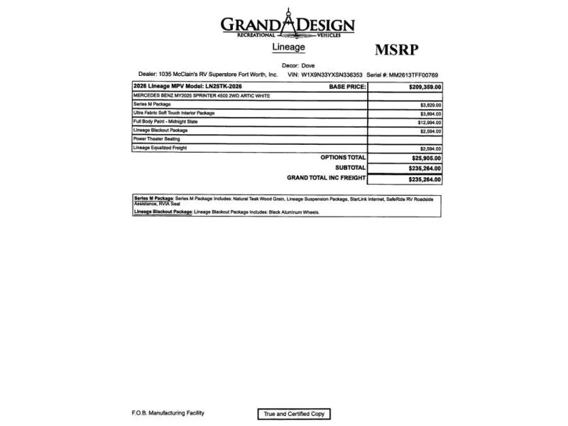 2026 Grand Design Lineage Series M 25TK - Photo 4