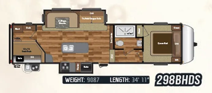 Keystone Hideout 298BHDS floor plan