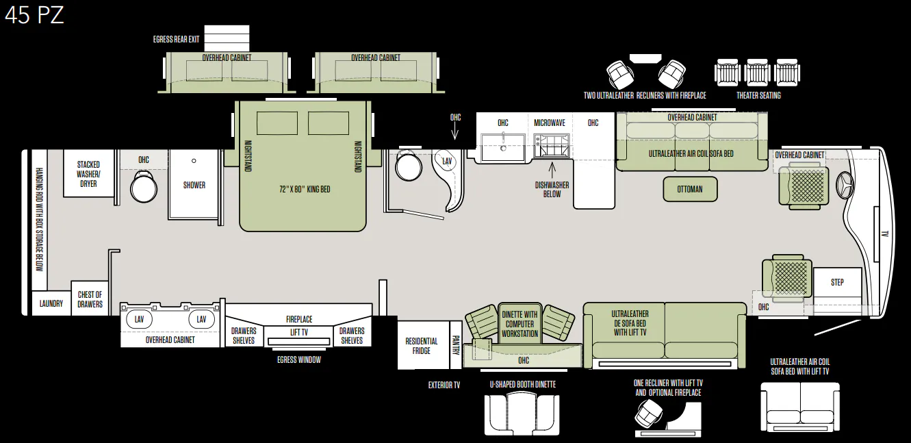 Tiffin Zephyr 45 PZ floor plan