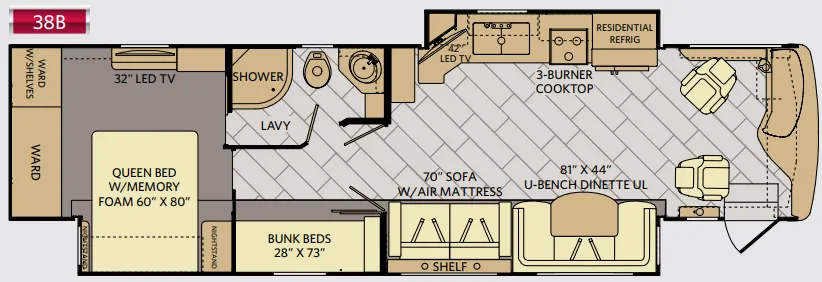 Fleetwood Pace Arrow LXE 38B floor plan