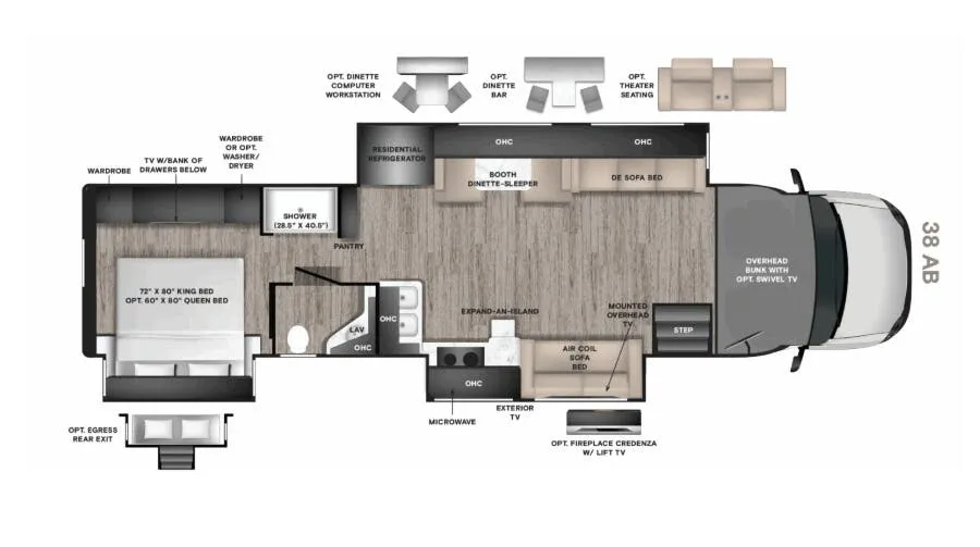 2027 Tiffin Allegro Bay 38 AB floor plan