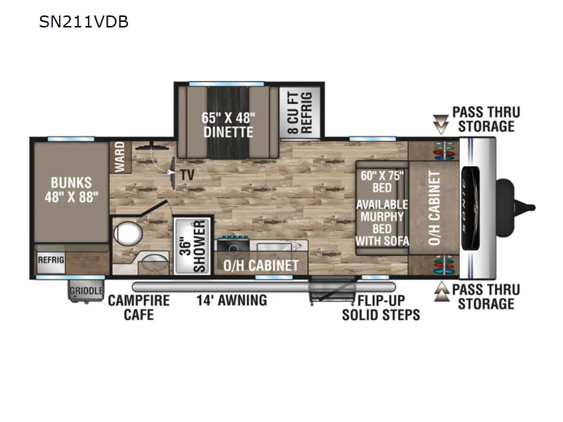 2023 Venture RV Sonic SN211VDB - Floor plan