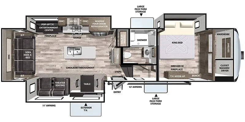 Forest River Cardinal 25th Anniversary Edition 335RLX floor plan