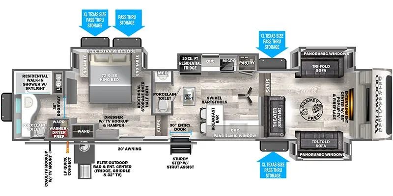 2023 Forest River Wildwood Heritage Glen Elite 36FL - Floor plan