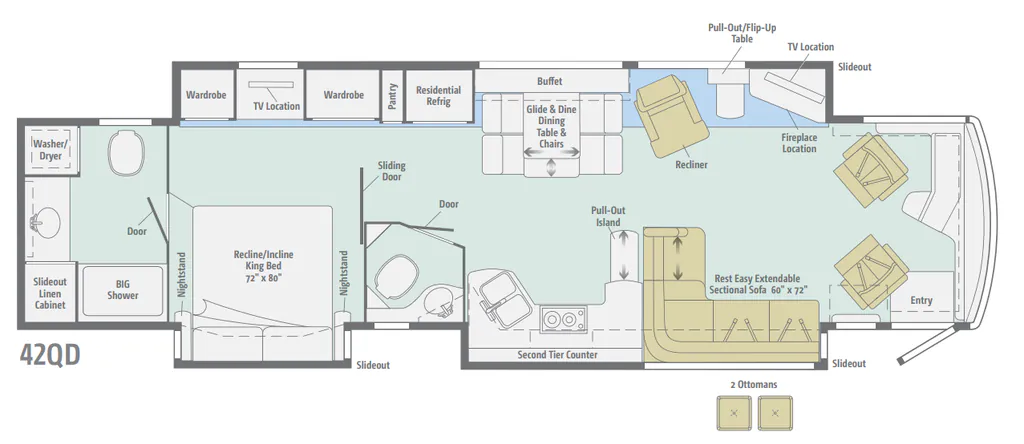2014 Winnebago Tour 42QD floor plan