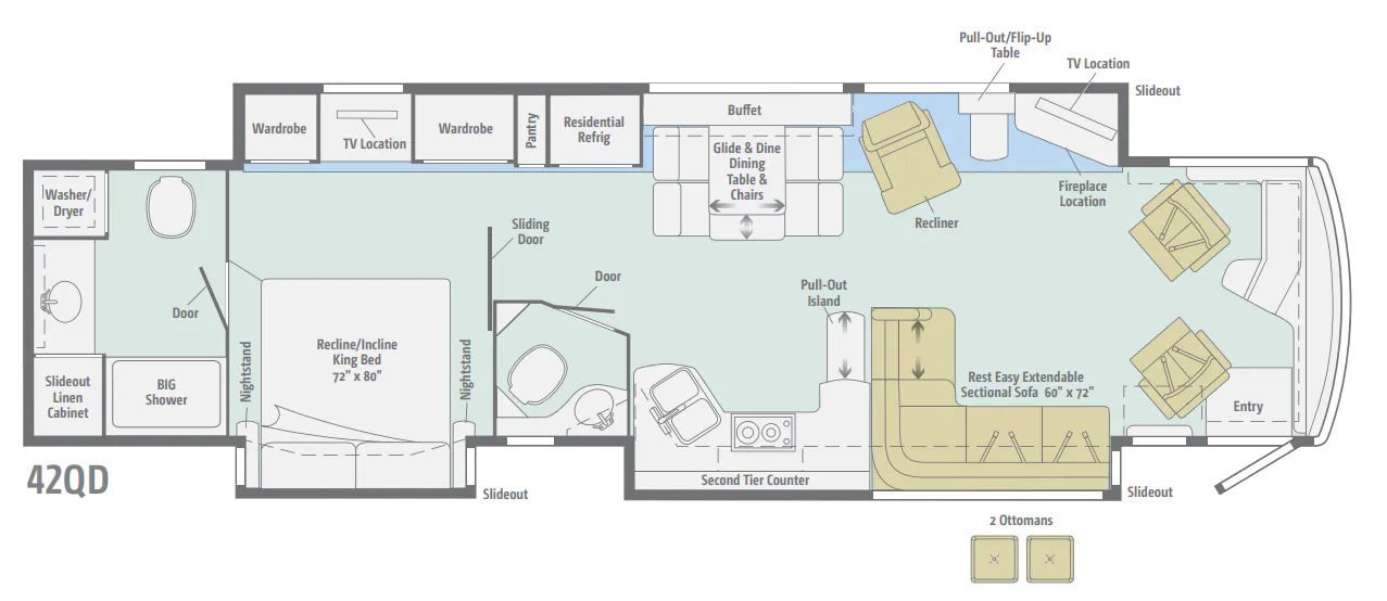 Winnebago Tour 42QD floor plan