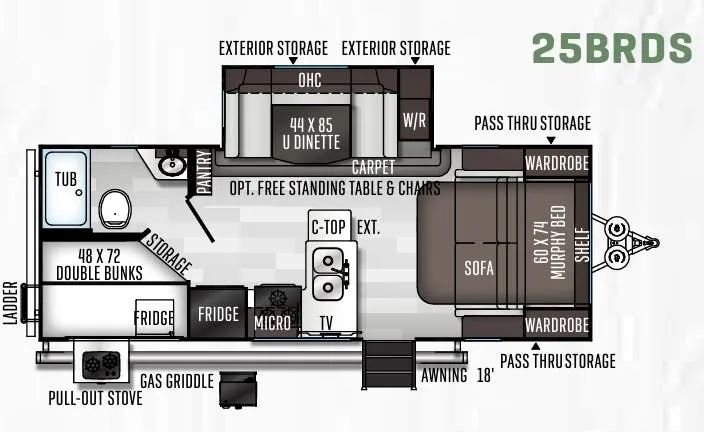 Forest River Flagstaff Micro Lite 25BRDS floor plan